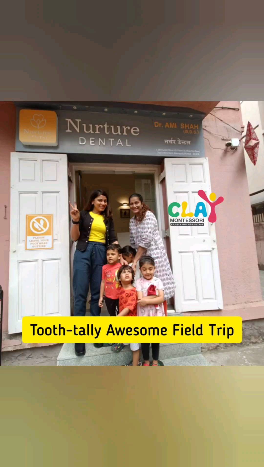 Our preschoolers had a tooth-tally awesome field trip to the dentist today! They were greeted by our friendly dentist @amyogrun at her clinic @nurturedental who explained the importance of oral hygiene in a way that was easy for them to understand. The children got to see all the tools the dentist uses to keep their teeth healthy and were even able to practice brushing and flossing on a set of model teeth. They also received an oral examination and got to know more about their own teeth and gums. The visit was a great opportunity for the children to learn about how to take care of their teeth and how to prevent tooth decay. They left the dentist's clinic with a newfound understanding of how to keep their teeth clean! It was a fun and educational field trip, and we are grateful for the opportunity for our little ones to learn about oral hygiene in a hands-on way.
A big thank you @amyogrun 

#nurturedental #tooth #dentist #fieldtrip #montessori #Matunga #Dadar #sion#sewree #parel #dentalclinic #oralhygiene #oralcare #toddlers #toddlerslife #dental #momblogger #mominfluencer #mumbaimomblogger #mumbaimominfluencer #earlychildhoodeducation #preschools #playgroup #playschool #toddlersteeth