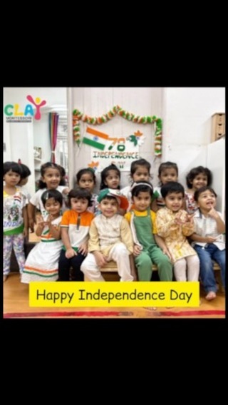 Happy Independence Day🇮🇳. #claymontessori #montessoripreschool #preschoolmumbai #independenceday #india #harghartiranga #indiaindependenceday #happyindependenceday🇮🇳 #mumbai #matunga #sion #parel #wadala #dadar [Independence Day, Independence Day celebration by toddlers, India, happy 78th Independence Day]